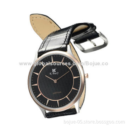 Contracted business men watch with genuine leather strap
